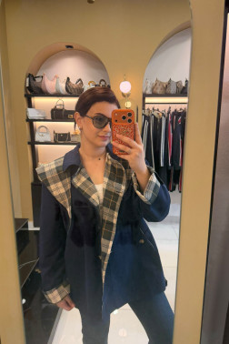 Concept Lacivert Şal Yaka Trençkot