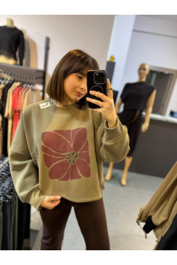 QUZU ÇİÇEK BASKILI SWEATSHİRT