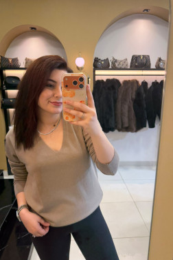 Dilvin V Yaka Vizon Yün Karışımlı Kazak