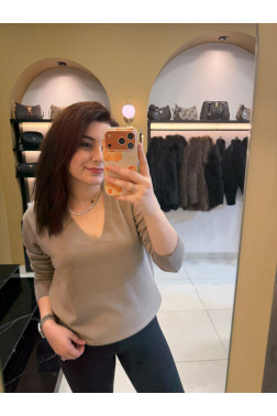 Dilvin V Yaka Vizon Yün Karışımlı Kazak