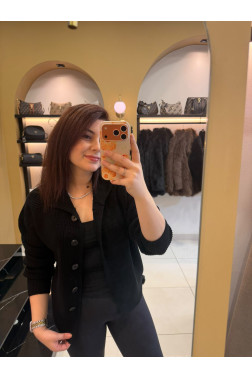 Dilvin Selanik Örgü Siyah Düğmeli Hırka 