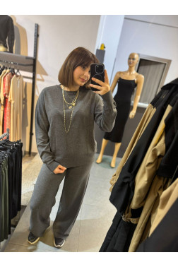 DİLVİN GRİ BELİ LASTİKLİ YÜNLÜ TRİKO PANTOLON